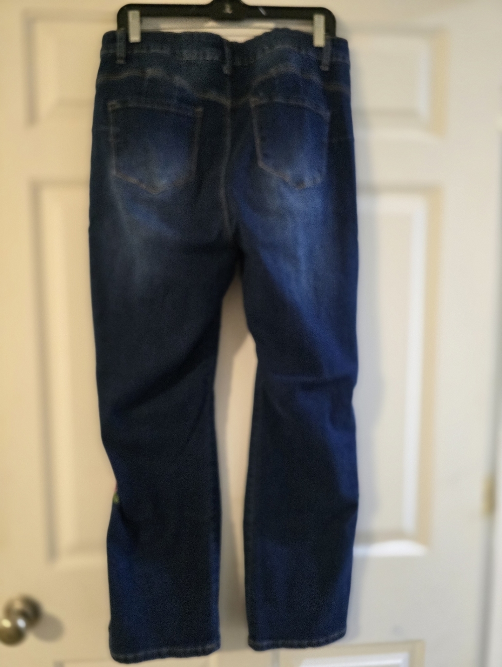Sandpiper Dark Blue Wide-Leg Jeans with Multicolor Floral Embroidery - Picture 2 of 5